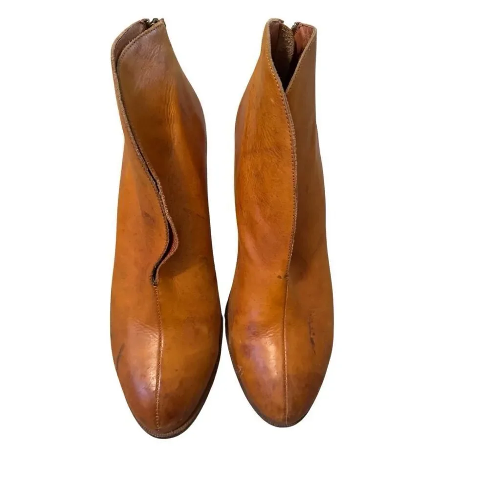 Antelope Tan Leather Ankle Booties
